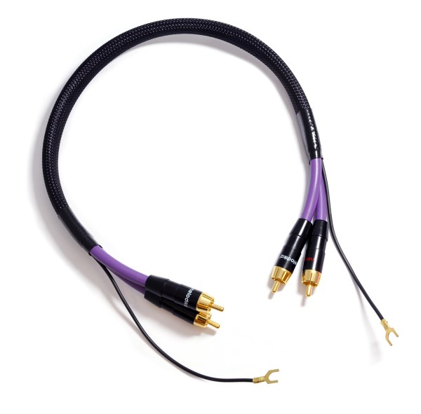 Purple Rain Phono-Kabel mit Erdung MDPHD15 2 x 1,5 m, 24 Karat vergoldete Vollmetallstecker